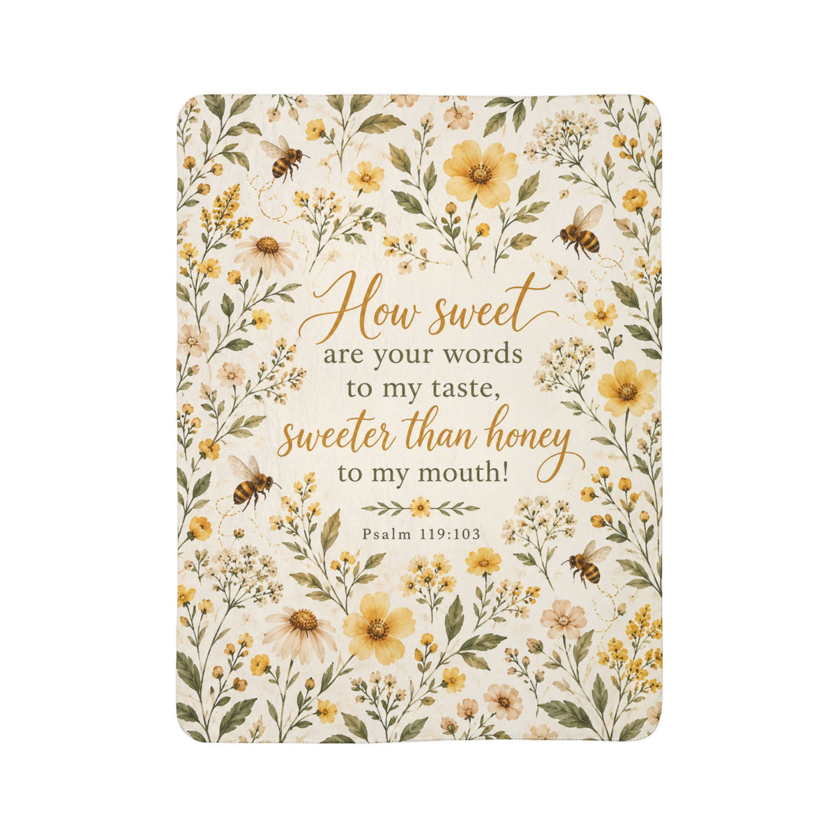 Sweeter Than Honey Floral Bee Sherpa Blanket