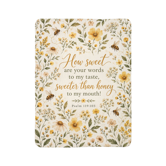 Sweeter Than Honey Floral Bee Sherpa Blanket
