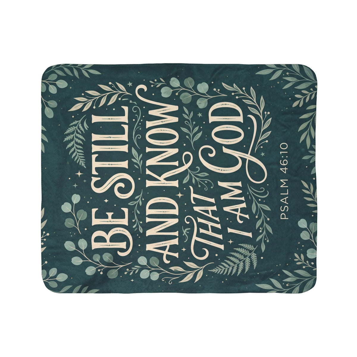 Be Still and Know Evergreen Botanical Sherpa Blanket