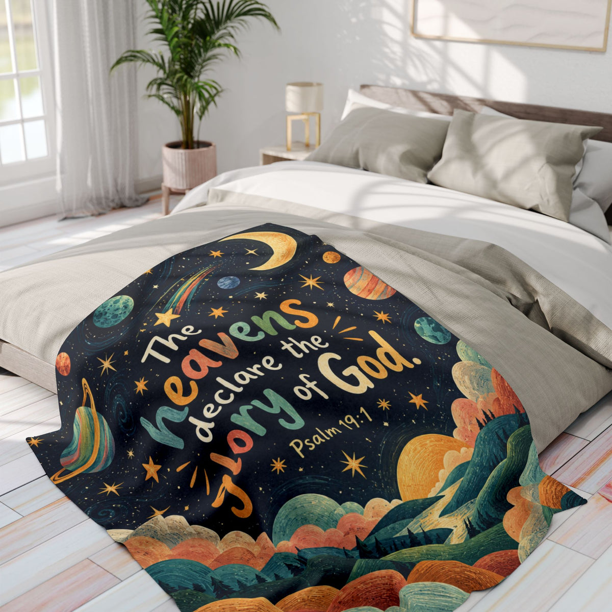 The Heavens Declare Sunset Galaxy Fleece Blanket