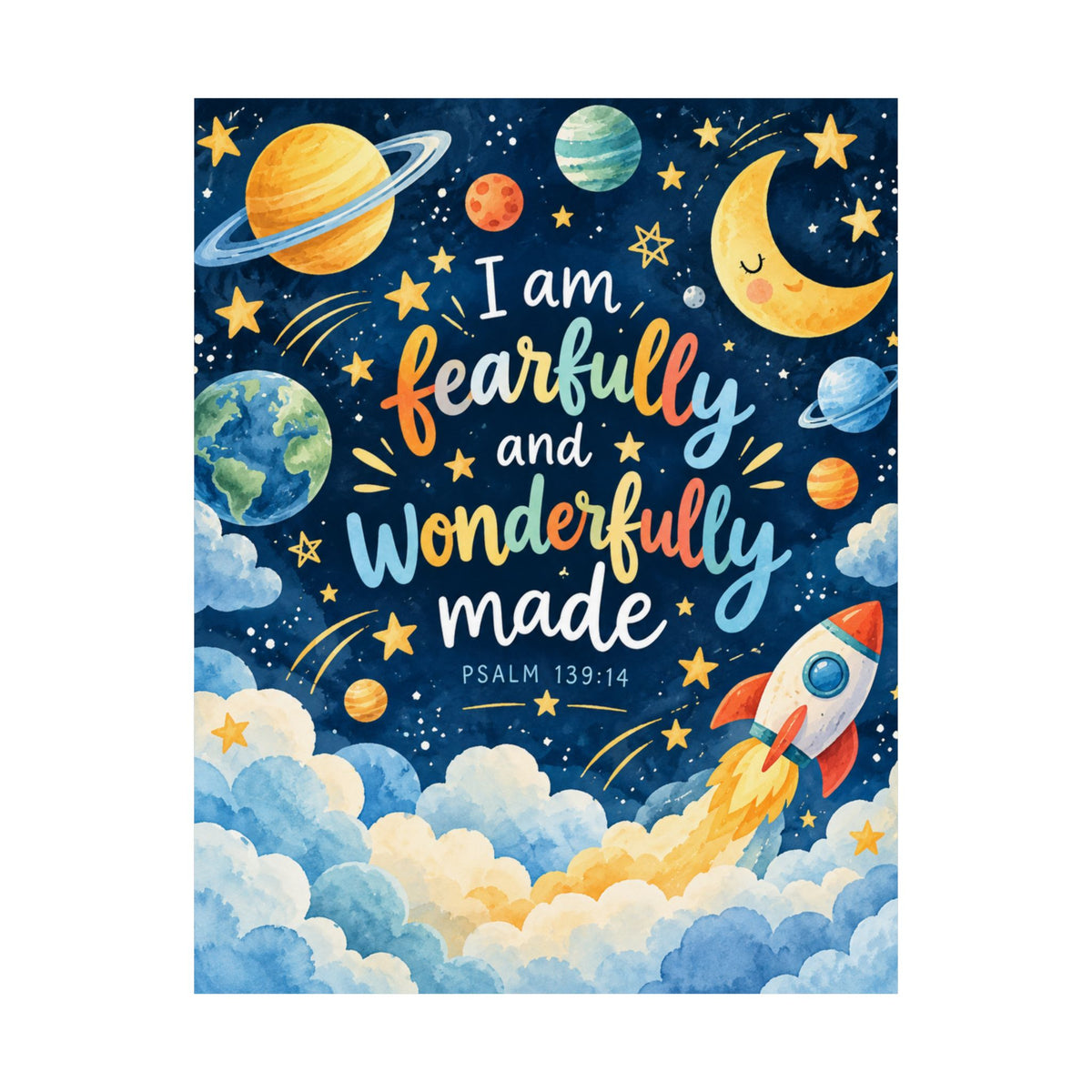 Fearfully and Wonderfully Made Space Rocket Wall Art