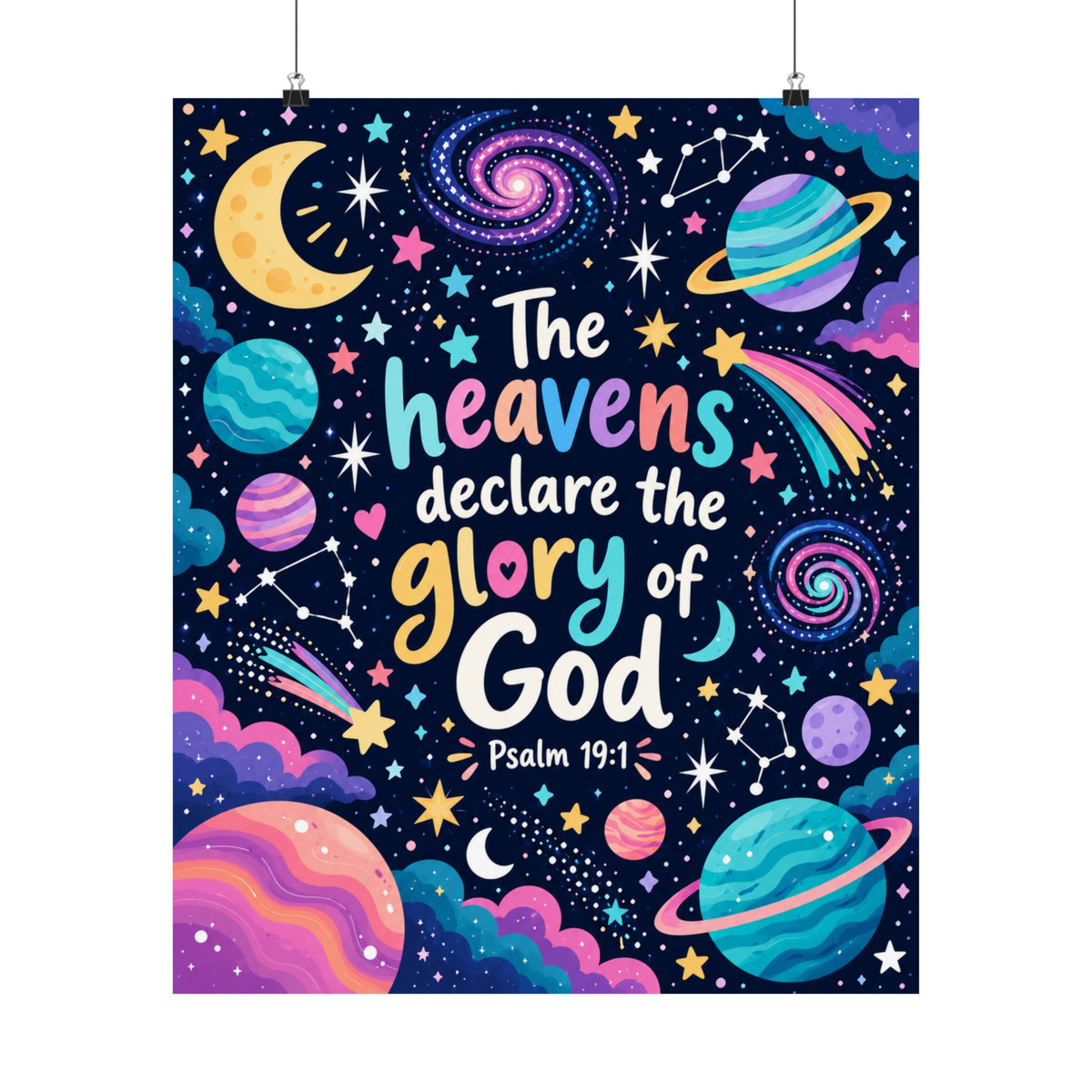The Heavens Declare Purple Galaxy Wall Art